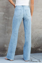 Stretch Blue High Waist Loose Wide Leg Vintage Fashionable Washed Straight Casual Jean