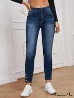 Stretch Skinny Pencil High Waist Slim Large Full Length Distressed Jean