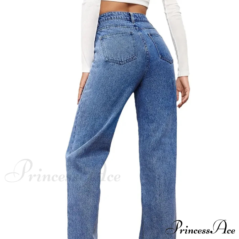 Stretch Straight-Leg Denim Trousers Women Loose Straight Washed Denim Pants Fashion Pants Fall Winter new Jean
