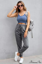 Stretch Women High Waist Wide Leg Casual Fashion Pocket Drawstring Women Clothing Mom Jean