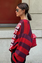 Striped Crew Neck Loose Knit Sweater