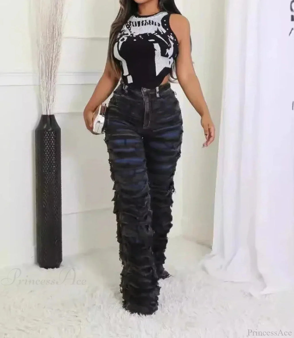 Striped Medieval High Waist Zipper Pant