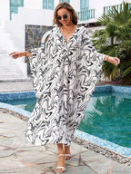 Striped Plus Size Long Dress Cover Up
