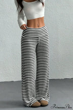 Striped Solid Knit Straight Leg Pants