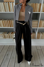 Striped Stand Collar Short Retro Tailored Coat