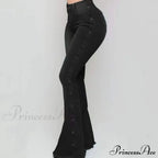 Stylish Flare Control Tummy Skin-Touch Skinny Women Wide Leg Flare Denim Trousers Jeans