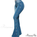Stylish Flare Control Tummy Skin-Touch Skinny Women Wide Leg Flare Denim Trousers Jeans