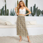Stylish Floral Printed Tulle High Waist Loose Umbrella Skirt