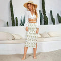 Stylish Floral Printed Tulle High Waist Loose Umbrella Skirt