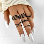 Stylish Ladies Gothic Punk Black Joint Rings Collection