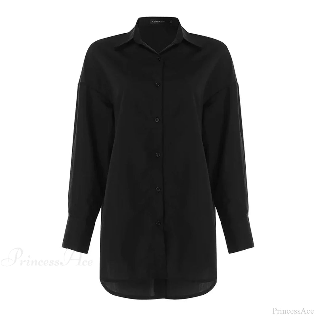 Stylish Lapel Solid Asymmetrical Blouse