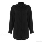 Stylish Lapel Solid Asymmetrical Blouse