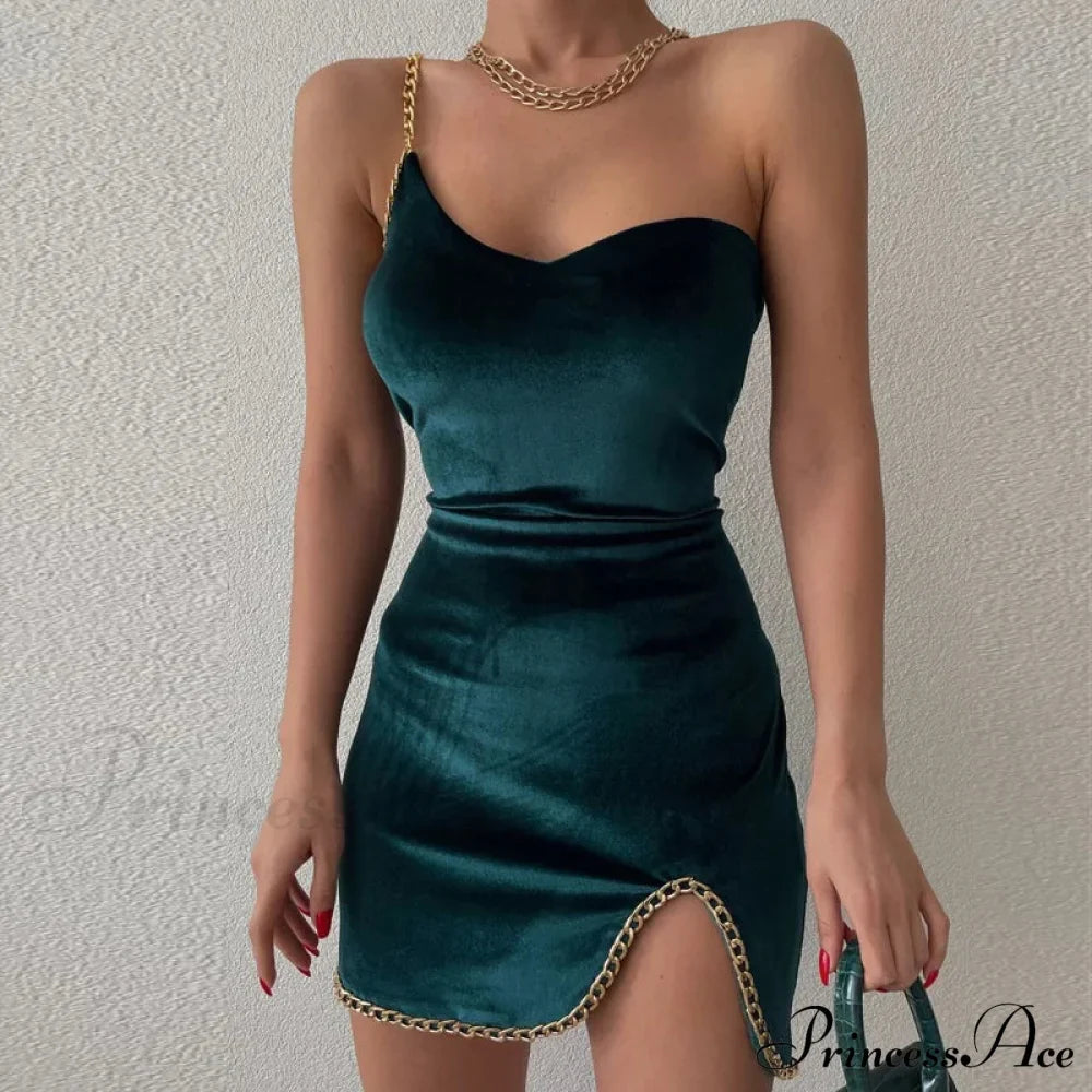 Stylish Sexy Elegant Summer One Shoulder Open Backless Party Mini Bodycon Dress