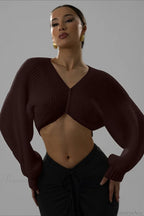 Stylish Sexy V-neck Cropped Sweater