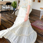 Summer Boho Skirts High Waist Hollow A-line Maxi Skirts Holiday
