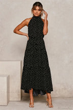 Summer Floral Print Halter Neck Beach Floral Dress