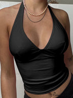 Summer Halter Camisole Women V-Neck Camis Skinny Backless Pink Corset Shirt Femmes Tank top