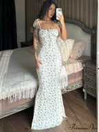 Summer Off Shoulder Lace Up Deep V Neck es Ladies Holiday Casual Long Woman Floral Dress