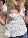 Summer Puff Short Sleeve Square Neck Blouse