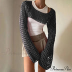 Summer Sexy Long Sleeve Smock Knitted Crop Top