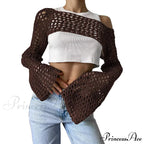 Summer Sexy Long Sleeve Smock Knitted Crop Top