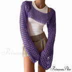 Summer Sexy Long Sleeve Smock Knitted Crop Top