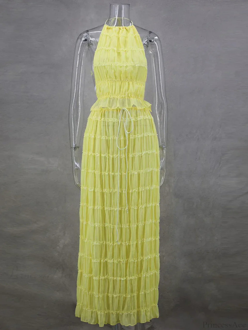 Summer Sexy Sleeveless Backless Top High Waist Skirt Beach Party Dress