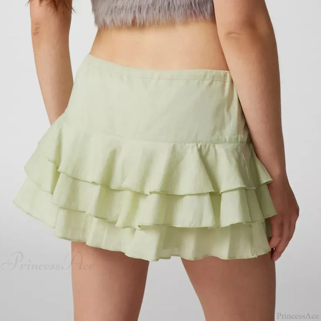 Summer Solid Ruffle Tiered Skirt