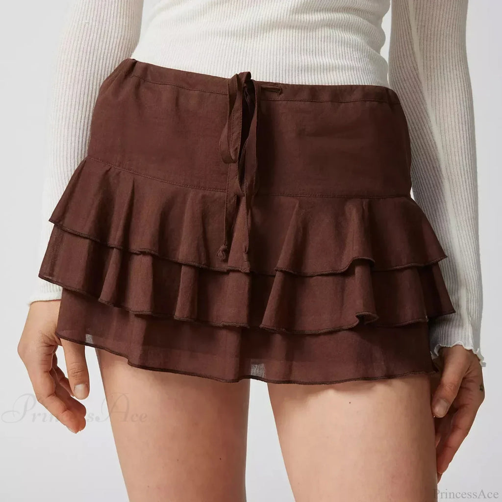 Summer Solid Ruffle Tiered Skirt