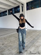Summer Thin Style New High Waisted Skinny  Small Flared Straight Leg Jean