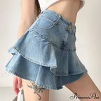 Summer Waist Slim Cute Sexy Mini Ruffle Skirt