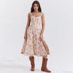 Suninheart Green Floral Vacation Dress