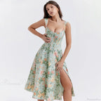 Suninheart Green Floral Vacation Dress