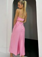 Suninheart Pink Satin Vacation Dress
