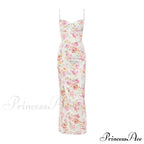 Suninheart Spaghetti Strap Print Party Wedding Guest Holiday Floral Dress