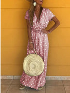 V-neck Polka Dot Dress