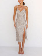 Leopard Print V-neck Dress