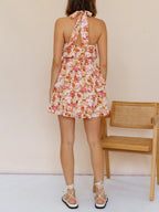 Halter Print Sleeveless Dress