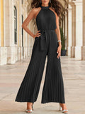 Halter Sleeveless Pleated Jumpsuit
