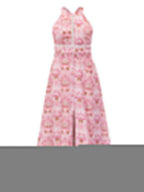 Halter Cut-out Split Floral Dress