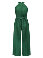 Halter Sleeveless Pleated Jumpsuit
