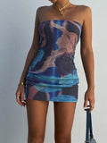 Printed Strapless Slim Dress