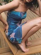 Printed Strapless Slim Dress