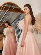 Furry Collar Sequin Off Shoulder Wedding Dress