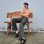 Super High Waist Wool Blend Warm Loose Cashmere Thick Woolen Pants