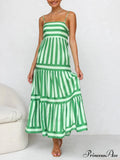 Suspender Open Back Striped Graceful Positioning Print Pocket Midi Dress