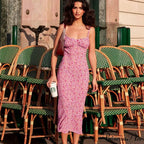 Suspender Split Mini Summer New Spaghetti Strap Floral Dress