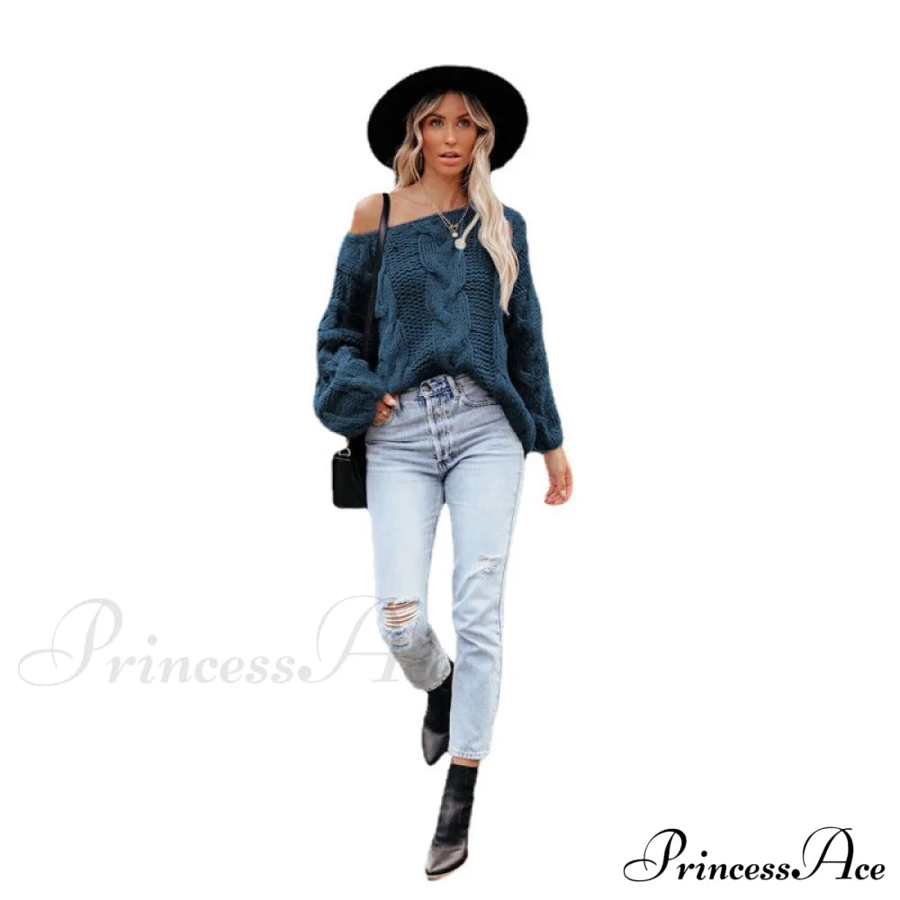 sweater style neck and knitted European Women's loose - round - American pullover