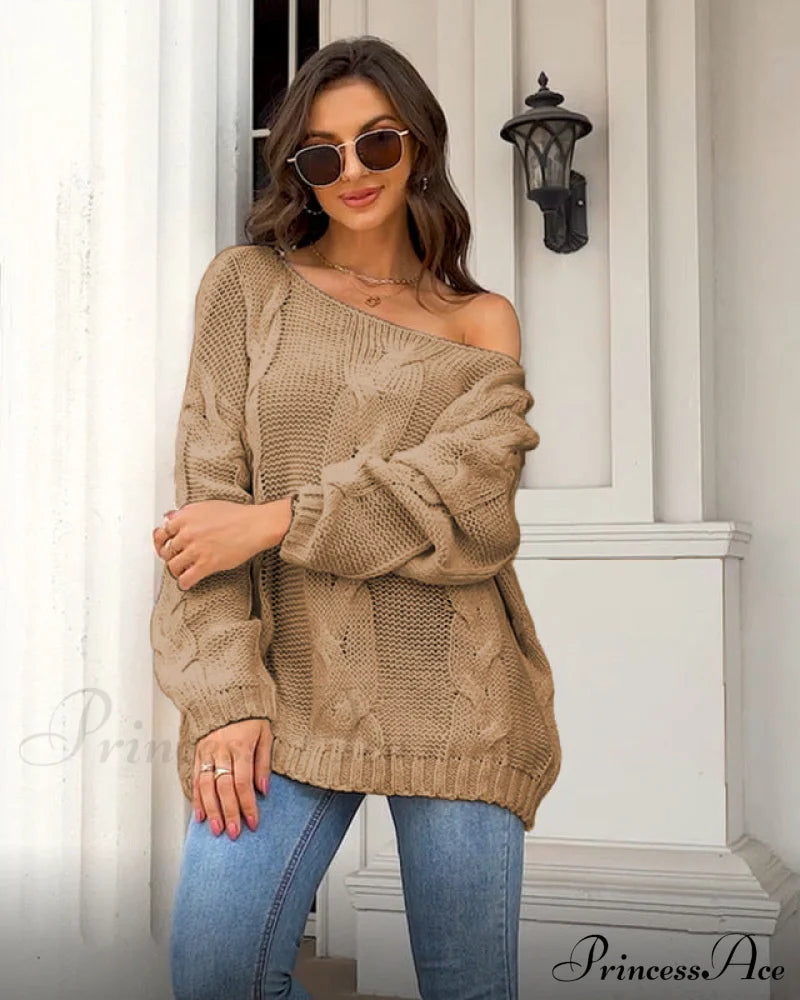 sweater style neck and knitted European Women's loose - round - American pullover