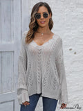 Sweater V-Neck with Openwork Design